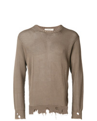 beige Pullover mit einem Rundhalsausschnitt von Maison Flaneur