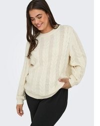 beige Pullover mit einem Rundhalsausschnitt von ONLY CARMAKOMA