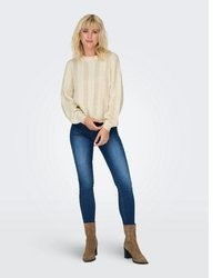 beige Pullover mit einem Rundhalsausschnitt von Only