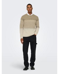 beige Pullover mit einem Rundhalsausschnitt von ONLY & SONS