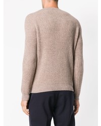 beige Pullover mit einem Rundhalsausschnitt von Zanone