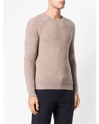 beige Pullover mit einem Rundhalsausschnitt von Zanone