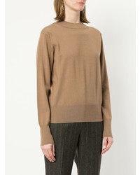 beige Pullover mit einem Rundhalsausschnitt von Le Ciel Bleu