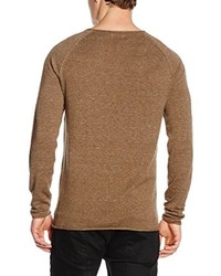 beige Pullover mit einem Rundhalsausschnitt von Selected Homme