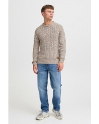 beige Pullover mit einem Rundhalsausschnitt von Solid