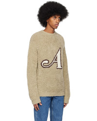 beige Pullover mit einem Rundhalsausschnitt von Awake NY