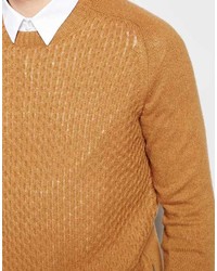 beige Pullover mit einem Rundhalsausschnitt von Peter Werth