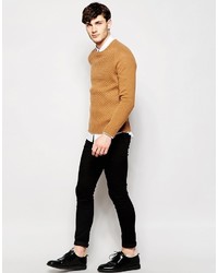 beige Pullover mit einem Rundhalsausschnitt von Peter Werth