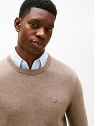 beige Pullover mit einem Rundhalsausschnitt von Tommy Hilfiger