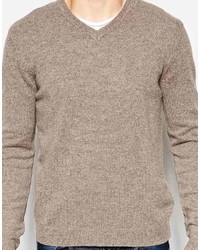 beige Pullover mit einem V-Ausschnitt von Asos