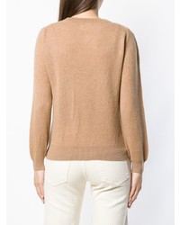 beige Pullover mit einem V-Ausschnitt von Khaite