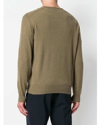 beige Pullover mit einem V-Ausschnitt von Loro Piana