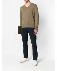 beige Pullover mit einem V-Ausschnitt von Loro Piana