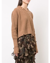 beige Pullover mit einem V-Ausschnitt von MSGM