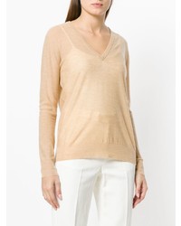 beige Pullover mit einem V-Ausschnitt von Joseph