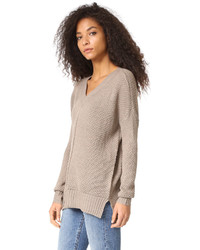 beige Pullover mit einem V-Ausschnitt von BB Dakota