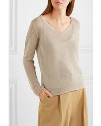 beige Pullover mit einem V-Ausschnitt von Max Mara