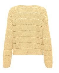 beige Pullover mit einem V-Ausschnitt von Only