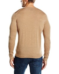 beige Pullover mit einem V-Ausschnitt von Pedro del Hierro