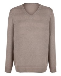 beige Pullover mit einem V-Ausschnitt von ROGER KENT