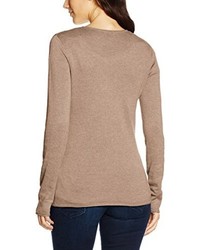 beige Pullover mit einem V-Ausschnitt von Tom Tailor