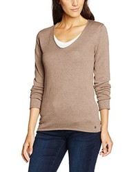 beige Pullover mit einem V-Ausschnitt von Tom Tailor