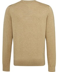 beige Pullover mit einem V-Ausschnitt von Tommy Hilfiger