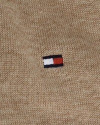 beige Pullover mit einem V-Ausschnitt von Tommy Hilfiger