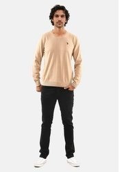 beige Pullover mit einem V-Ausschnitt von U.S. Polo Assn.