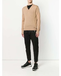 beige Pullover mit einem V-Ausschnitt von DSQUARED2