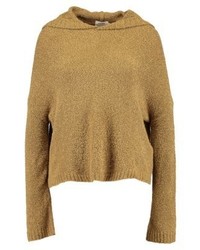 beige Pullover mit einer Kapuze von Double Agent