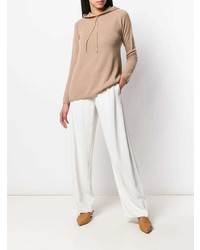 beige Pullover mit einer Kapuze von Max Mara