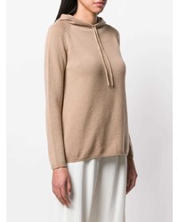 beige Pullover mit einer Kapuze von Max Mara