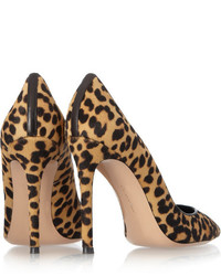 beige Pumps mit Leopardenmuster von Gianvito Rossi