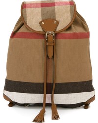 beige Rucksack mit Schottenmuster