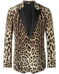 beige Sakko mit Leopardenmuster von Dolce & Gabbana