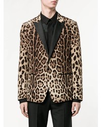 beige Sakko mit Leopardenmuster von Dolce & Gabbana