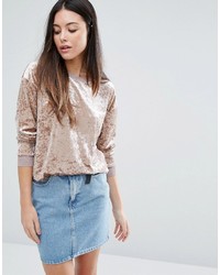 beige Samtpullover