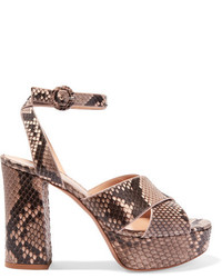 beige Sandalen mit Schlangenmuster von Gianvito Rossi