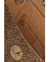 beige Satchel-Tasche aus Leder mit Leopardenmuster von Hill & Friends