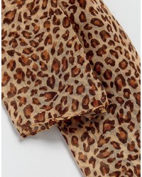 beige Schal mit Leopardenmuster von Reclaimed Vintage