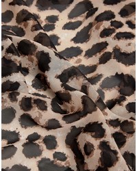 beige Schal mit Leopardenmuster
