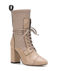 beige Schnürstiefeletten aus Leder von Stuart Weitzman