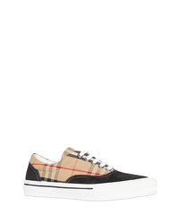 beige Segeltuch niedrige Sneakers mit Karomuster von Burberry