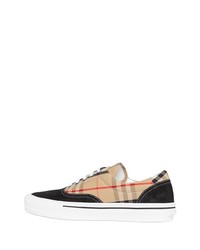 beige Segeltuch niedrige Sneakers mit Karomuster von Burberry