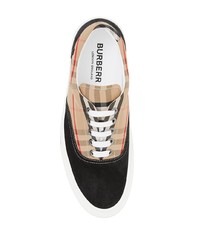 beige Segeltuch niedrige Sneakers mit Karomuster von Burberry