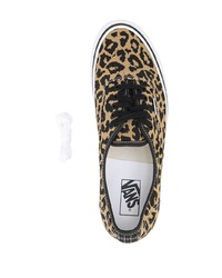 beige Segeltuch niedrige Sneakers mit Leopardenmuster von Vans