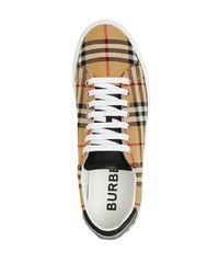 beige Segeltuch niedrige Sneakers mit Schottenmuster von Burberry