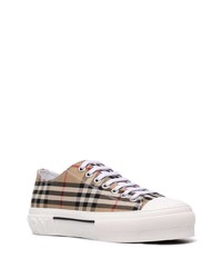 beige Segeltuch niedrige Sneakers mit Schottenmuster von Burberry