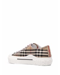 beige Segeltuch niedrige Sneakers mit Schottenmuster von Burberry